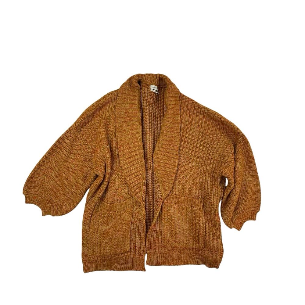 Urban Outfitters Open Front Chunky Cardigan Sweater S Oversized Grandpa Mustard